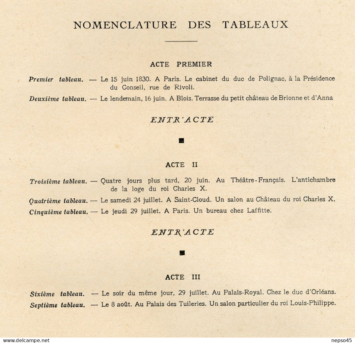 Théâtre de L'Odéon.1936.Vive le Roi de Louis Verneuil.Elvire Popesco.André Lefleur.Raymond Girard.Louis Seigner.