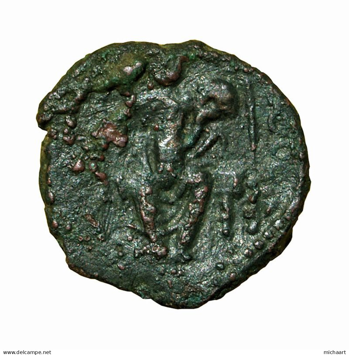 Kushan Coin Vasudeva II Didrachm India AE18x19mm Vasudeva / Ardoxsho 03173 - Indiennes