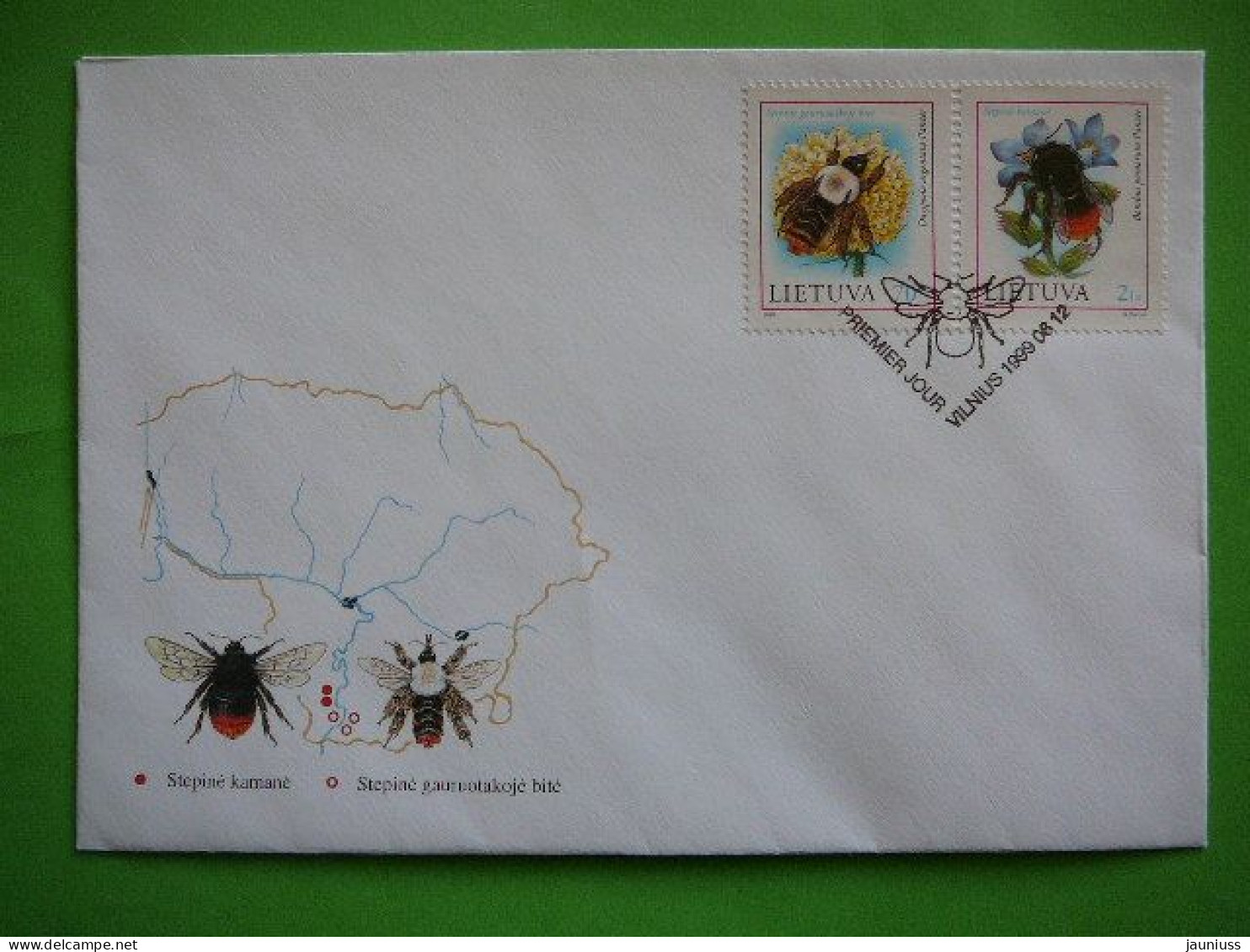 FDC - Bumble Bees.Insects # Litauen Lituanie Litouwen Lithuania 1999 #Mi.698/9 - Lituanie