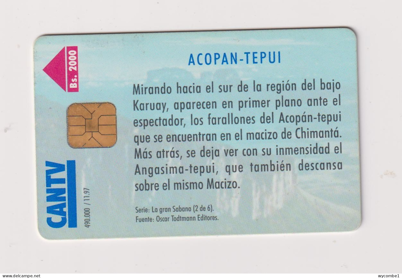 VENEZUELA  -  Acopan Tepui Chip Phonecard - Venezuela