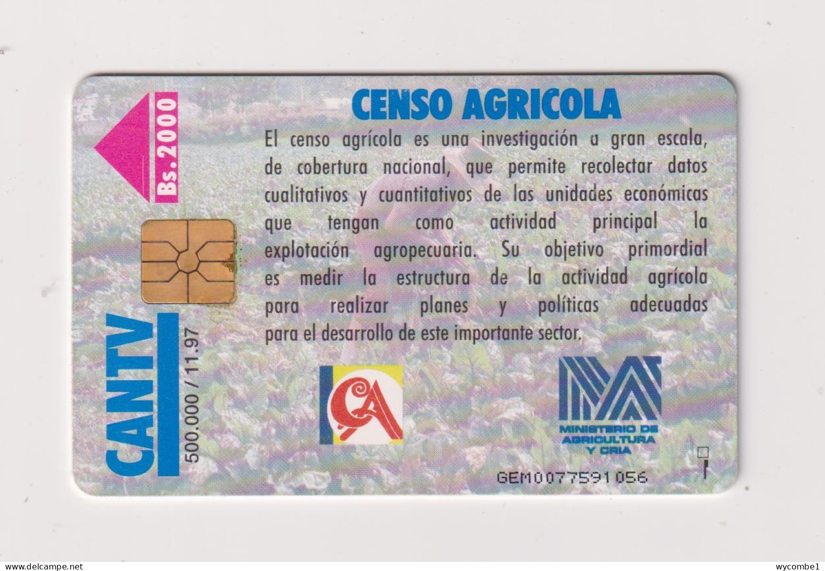 VENEZUELA  -  Agricultural Census Chip Phonecard - Venezuela