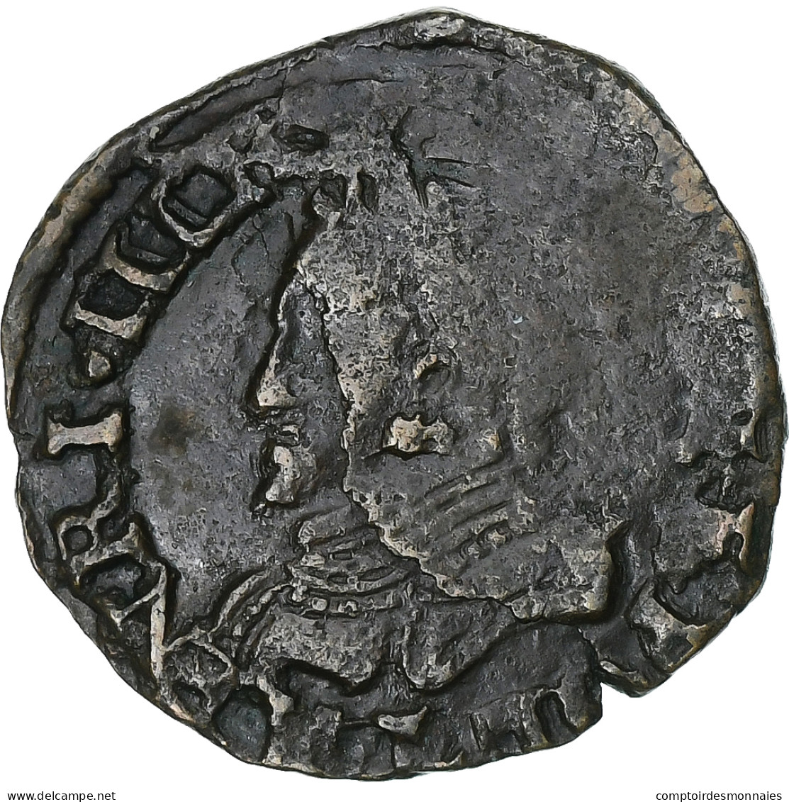 France, Henri III, Double Tournois, 1580, Bayonne, Cuivre, TTB, Gadoury:457 - 1574-1589 Heinrich III.