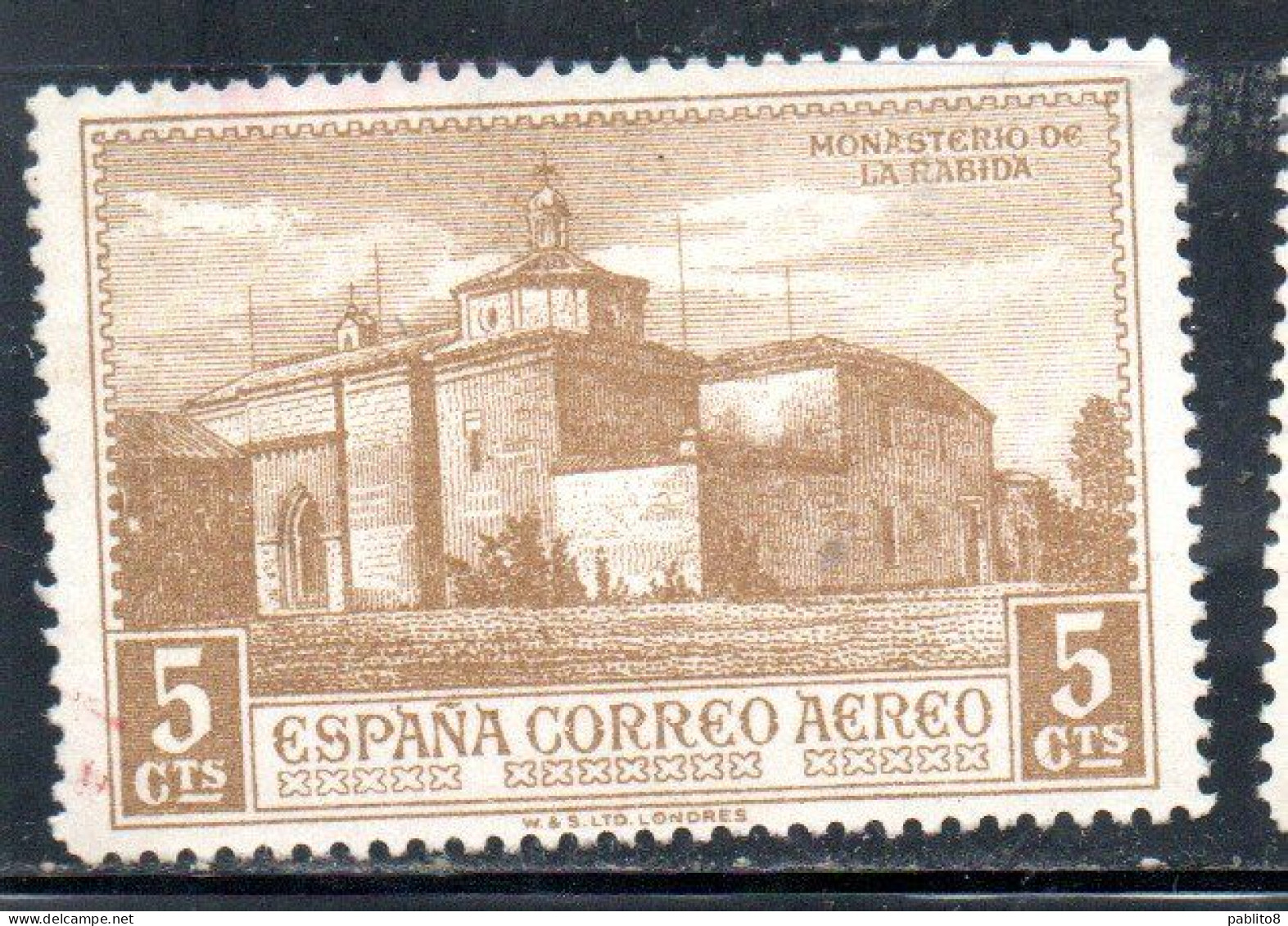 SPAIN ESPAÑA SPAGNA 1930 AIR POST MAIL AIRMAIL CHRISTOPHER COLUMBUS ISSUE LA RABYDA MONASTER  5c MLH - Unused Stamps