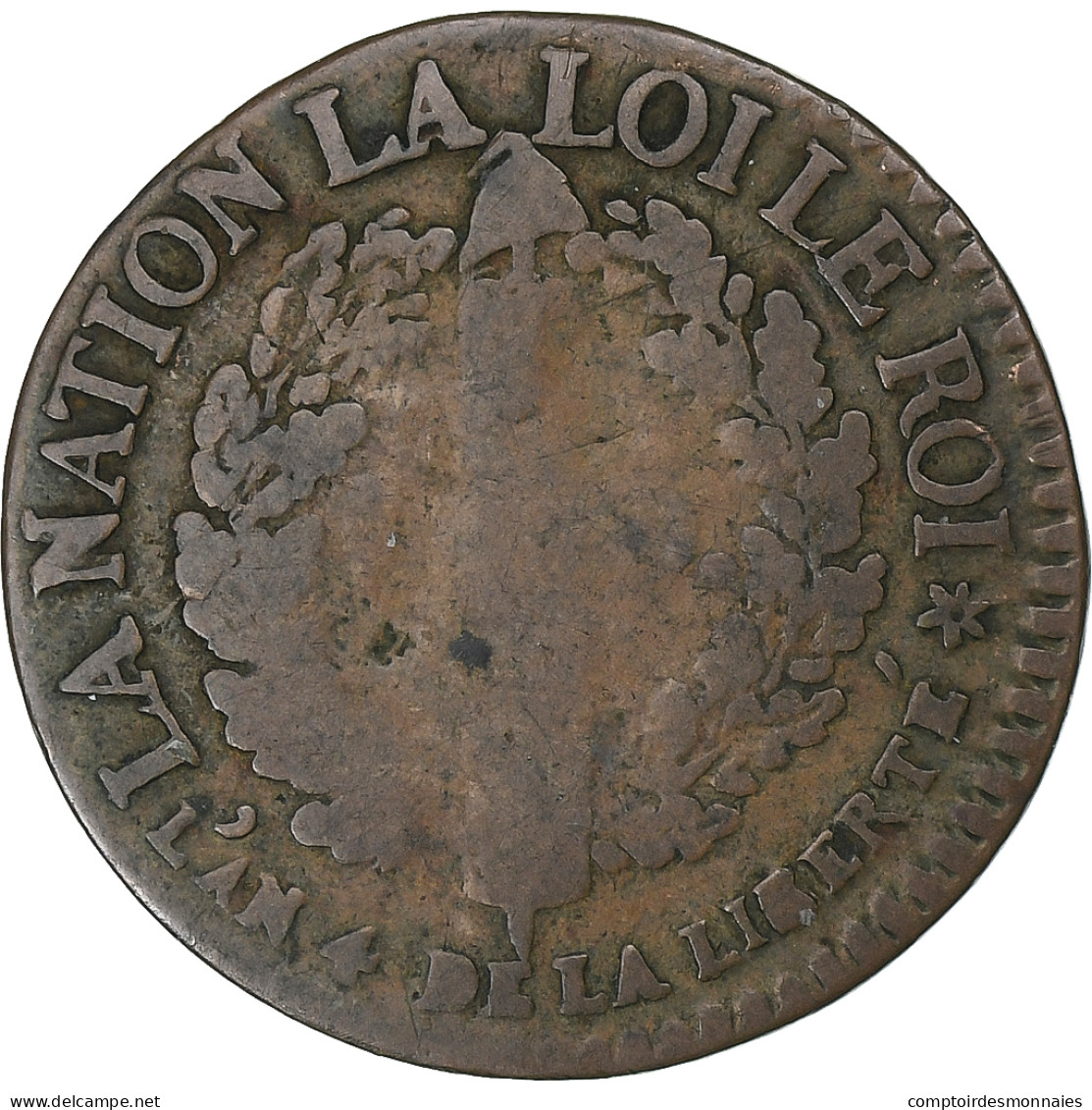 France, Louis XVI, 3 Deniers, 1792, Strasbourg, Cuivre, TB, Gadoury:4 - Other & Unclassified