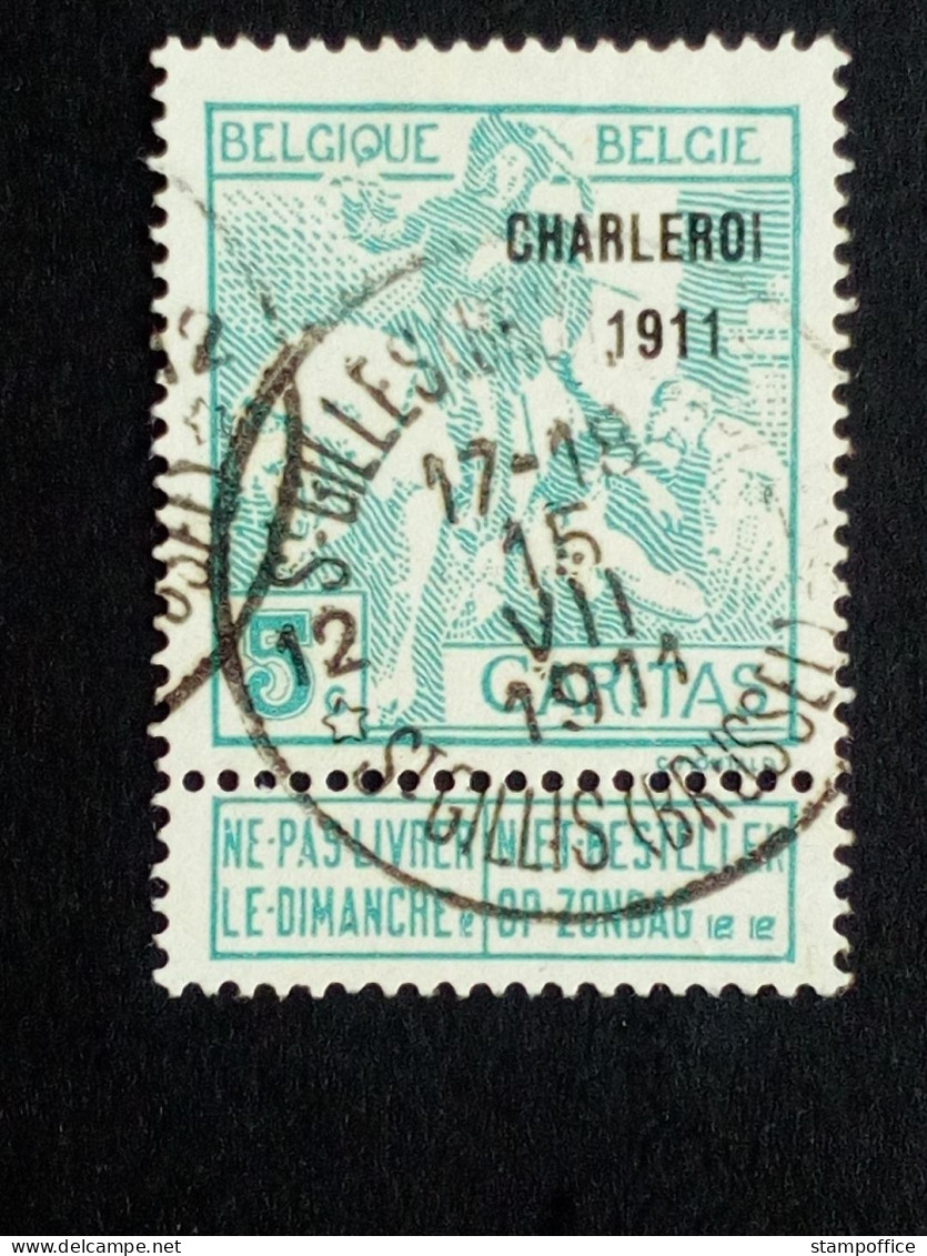 BELGIEN MI-NR. 83 III GESTEMPELT(USED) WELTAUSSTELLUNG BRÜSSEL 1910 KAMPF GEGEN TUBERKULOSE - 1910-1911 Caritas