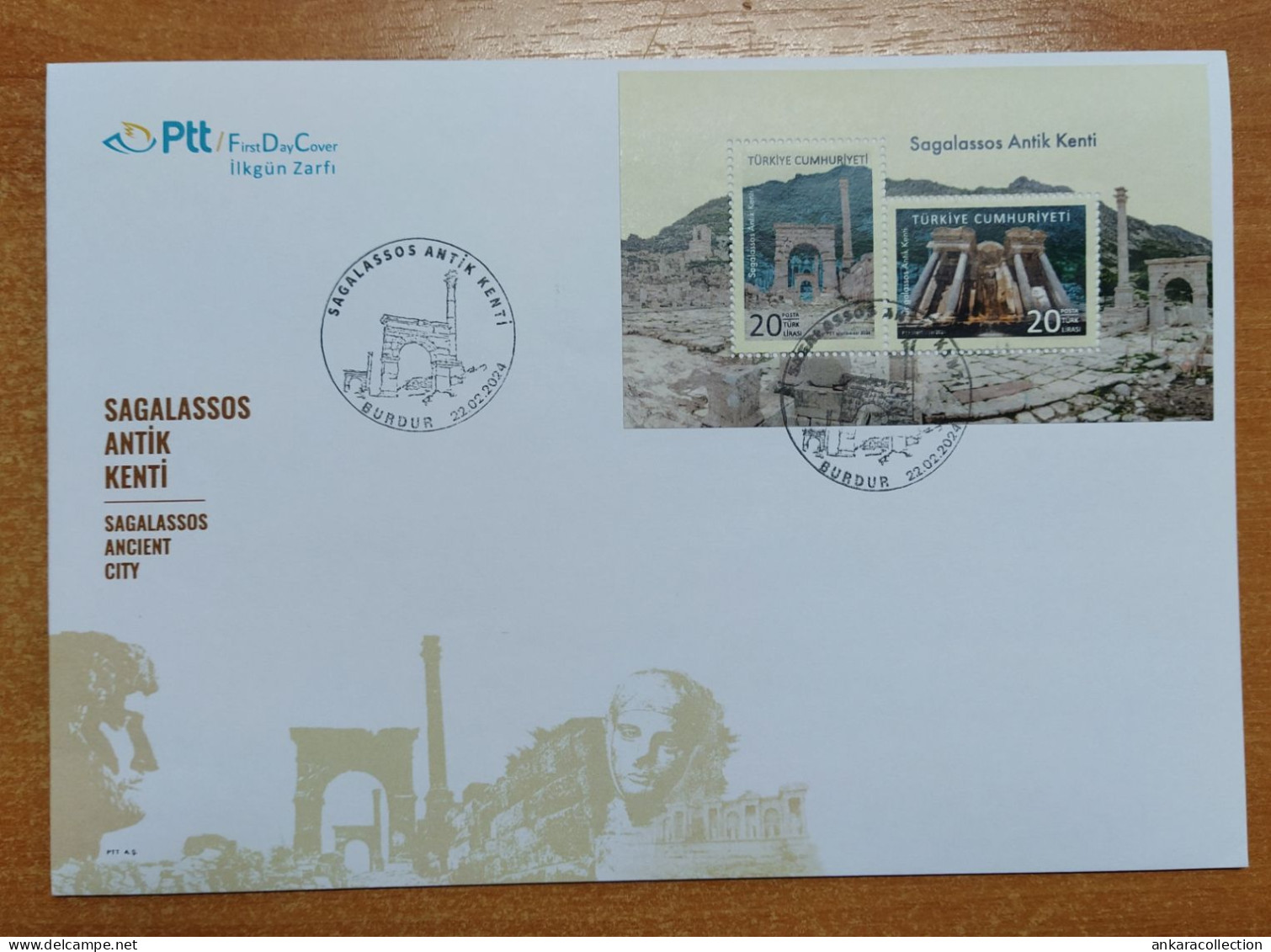 AC - TURKEY BLOCK STAMP FDC - SAGALASSOS ANCIENT CITY 22 FEBRUARY 2024 - FDC