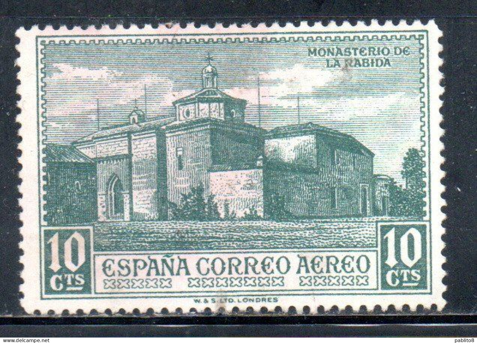 SPAIN ESPAÑA SPAGNA 1930 AIR POST MAIL AIRMAIL CHRISTOPHER COLUMBUS ISSUE LA RABYDA MONASTER  10c MLH - Unused Stamps