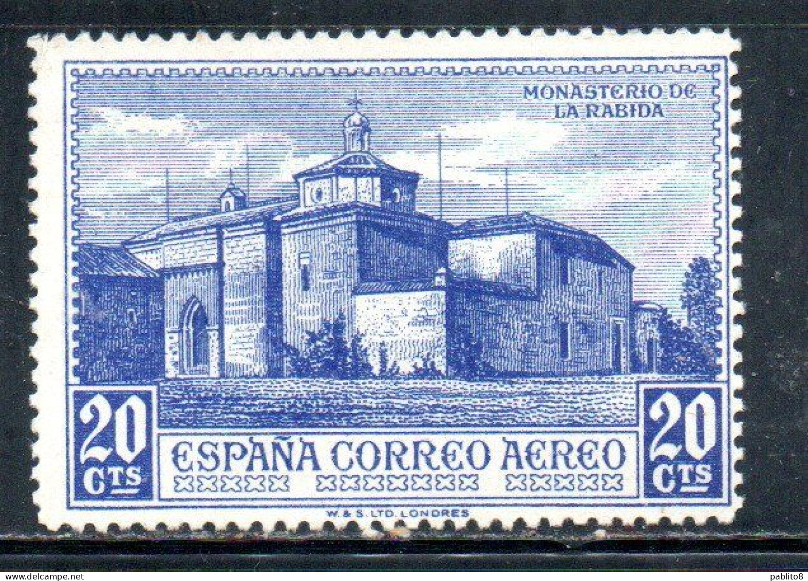 SPAIN ESPAÑA SPAGNA 1930 AIR POST MAIL AIRMAIL CHRISTOPHER COLUMBUS ISSUE LA RABYDA MONASTER  20c MLH - Nuovi