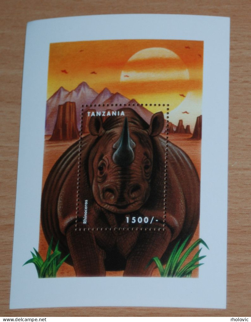 TANZANIA, Rhino, Animals, Fauna, Souvenir Sheet, MNH** - Neushoorn