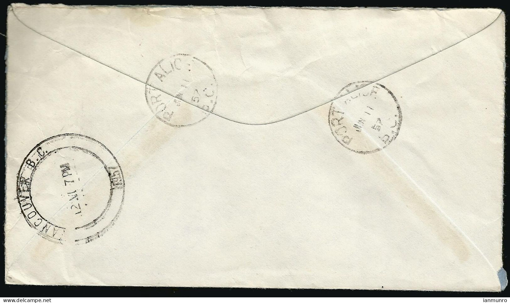 1957 Registered Cover 25c Chemical CDS Port Alice BC To Vancouver Barrel - Postgeschiedenis