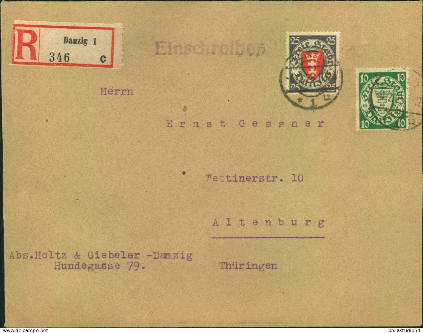 1925, Einschreiben Ab DANZIG ! - Lettres & Documents