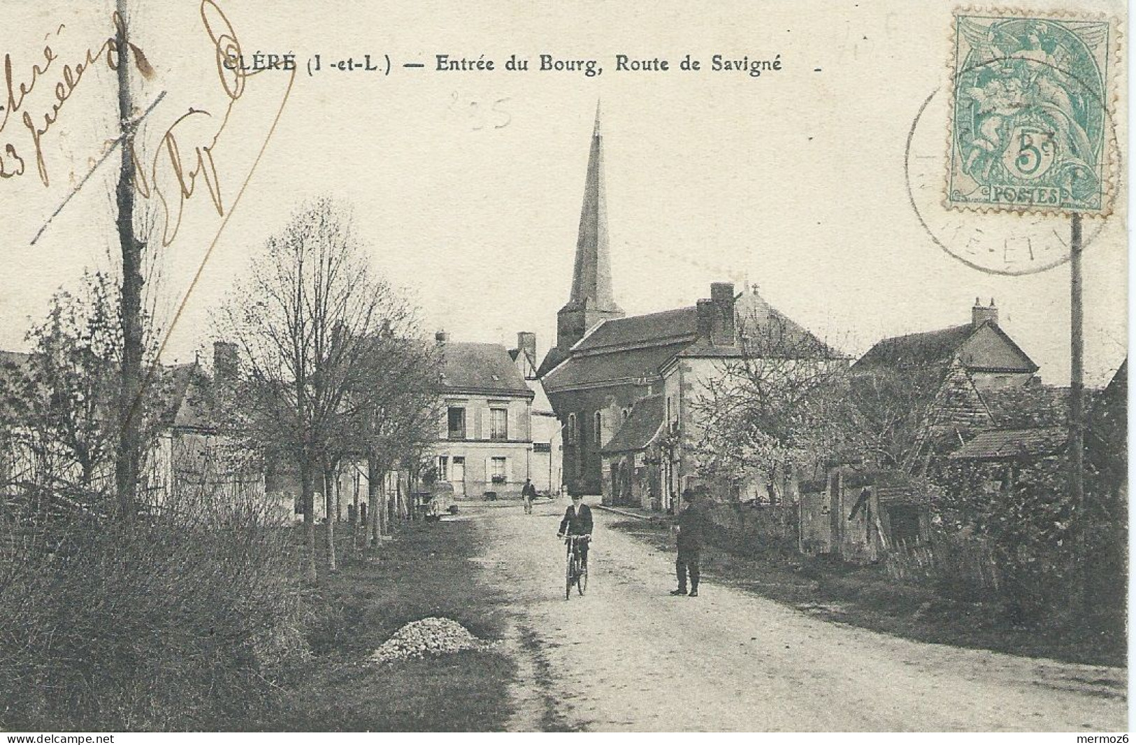 CLERE Les Pins – Entrée Du Bourg, Route De Savigné – Aimation Cycliste – 1905 - Cléré-les-Pins