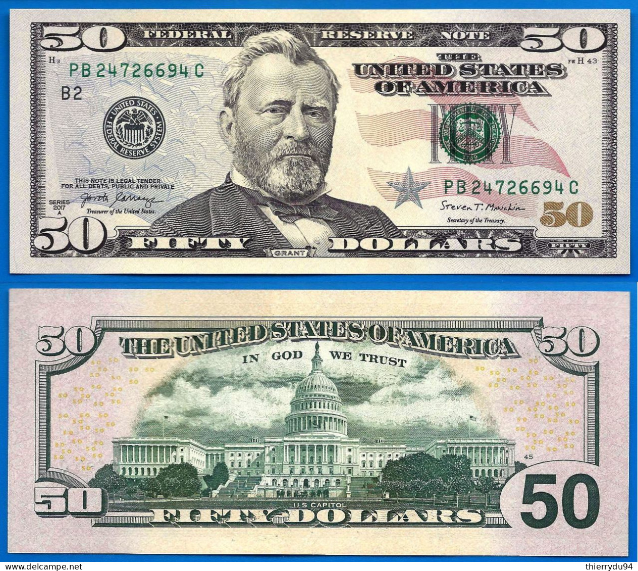 USA 50 Dollars 2017 A 2017A Mint Nerw York B2 Suffix C US Etats Unis United States Dollar Paypal Bitcoin - Federal Reserve (1928-...)