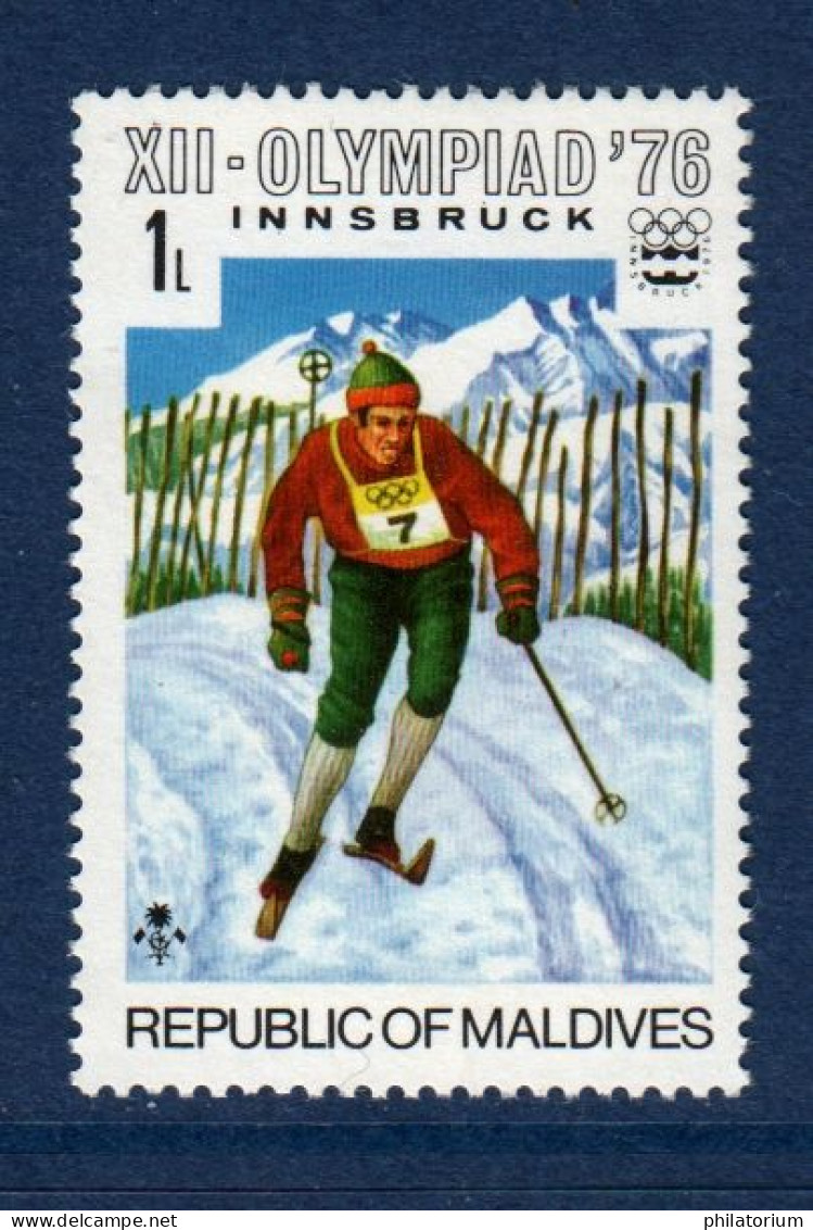 Maldives, **, Yv 584, Mi 633, SG 624, JO Innsbruck, Ski De Fond, - Maldivas (1965-...)