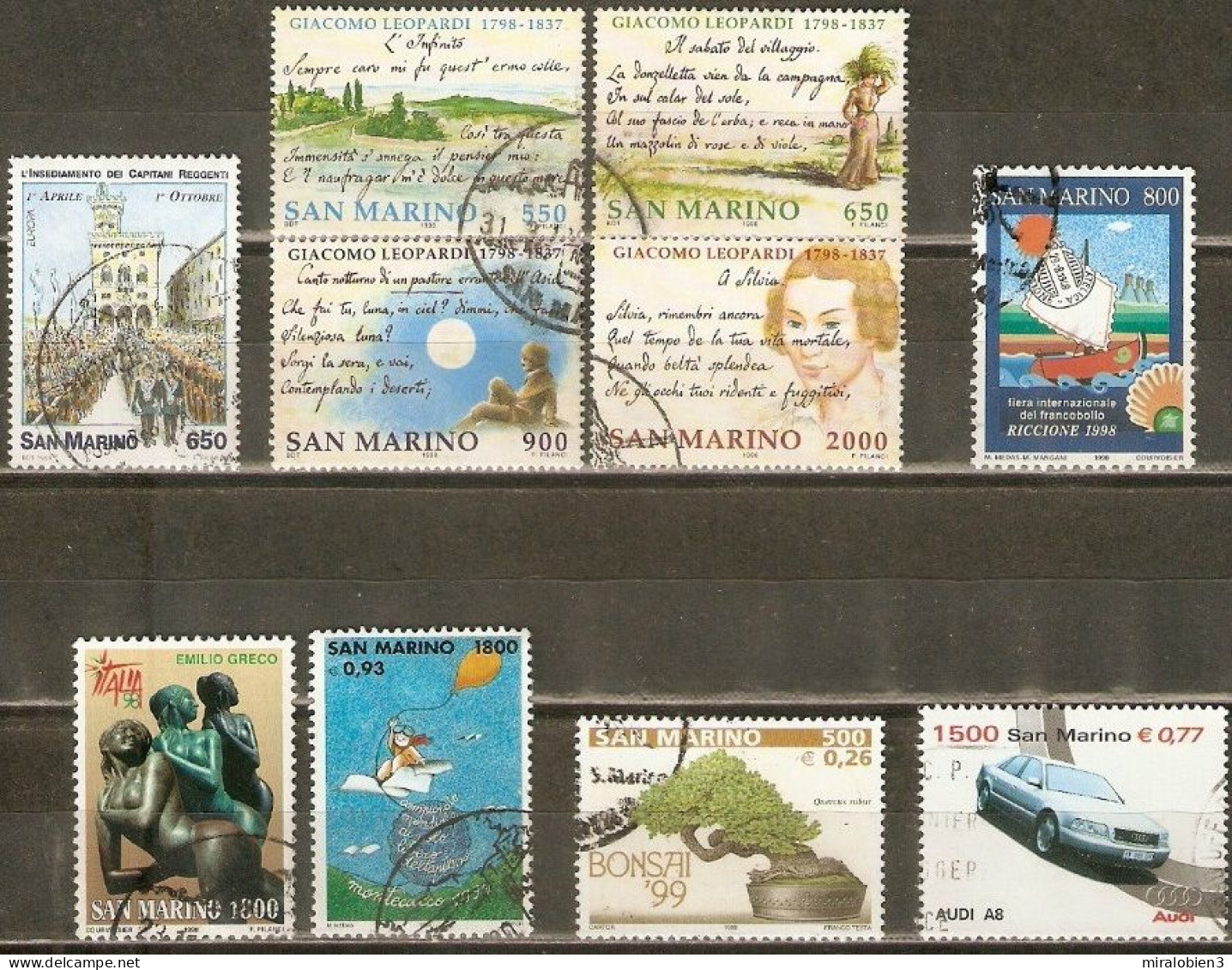 SAN MARINO CONJUNTO DE SELLOS USADOS DEL AÑO 1998-99 - Used Stamps