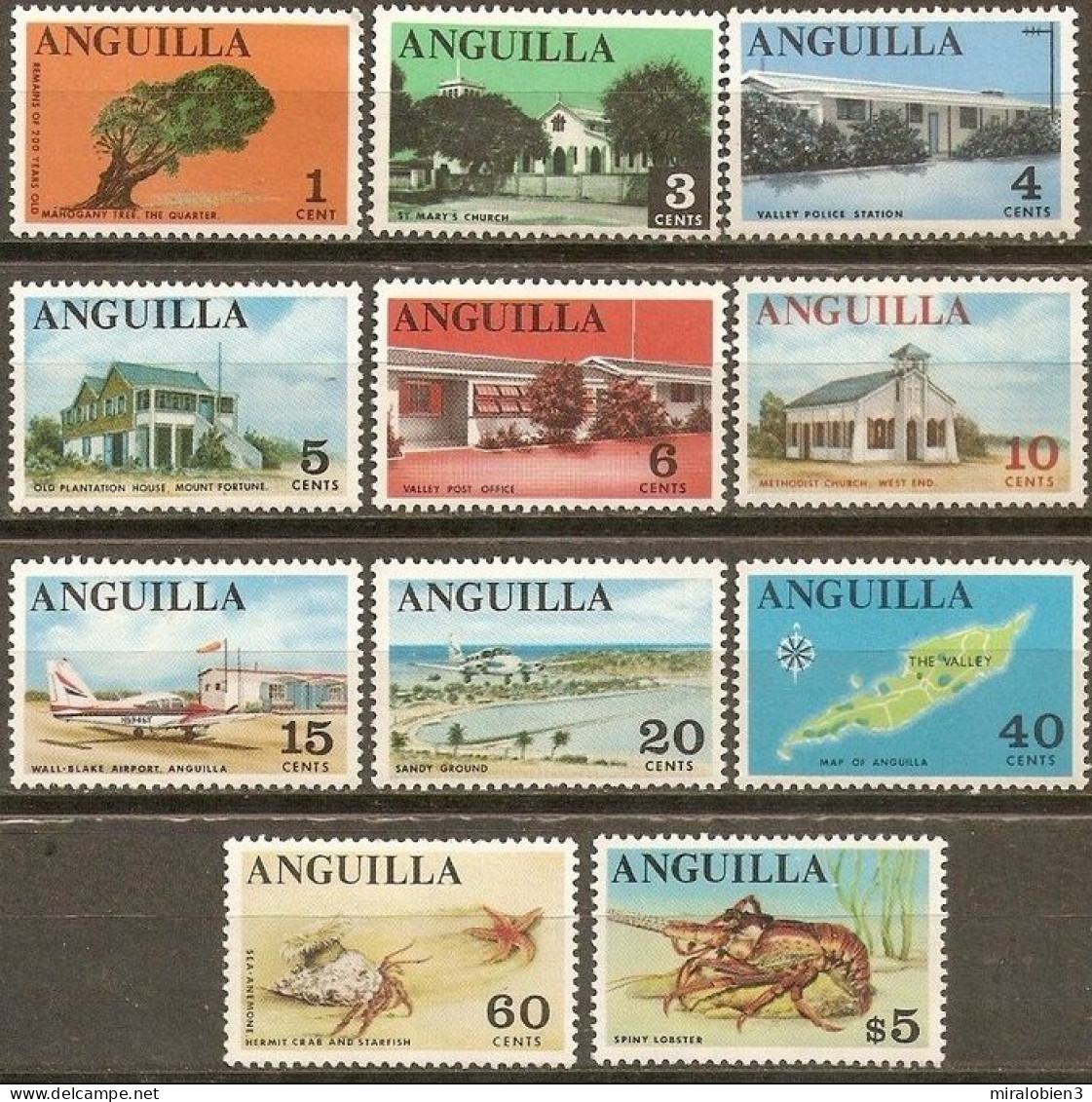 ANGUILLA 1967-8 CONJUNTO DE SELLOS ** NUEVOS SIN FIJASELLOS - Anguilla (1968-...)