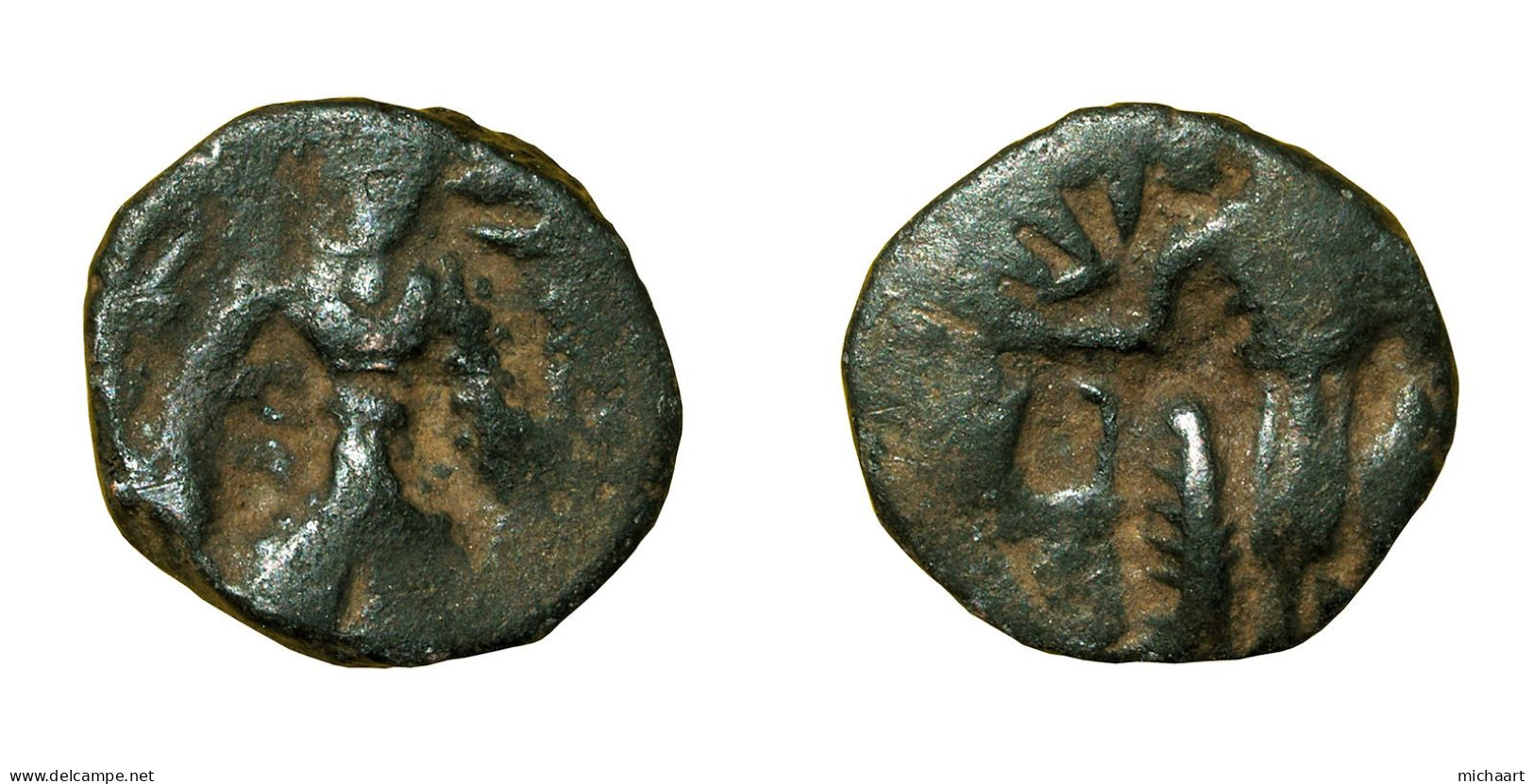 Kushan Coin Vasudeva Imitation Ions India AE18x20mm Vasudeva / Siva 03167 - Indiennes