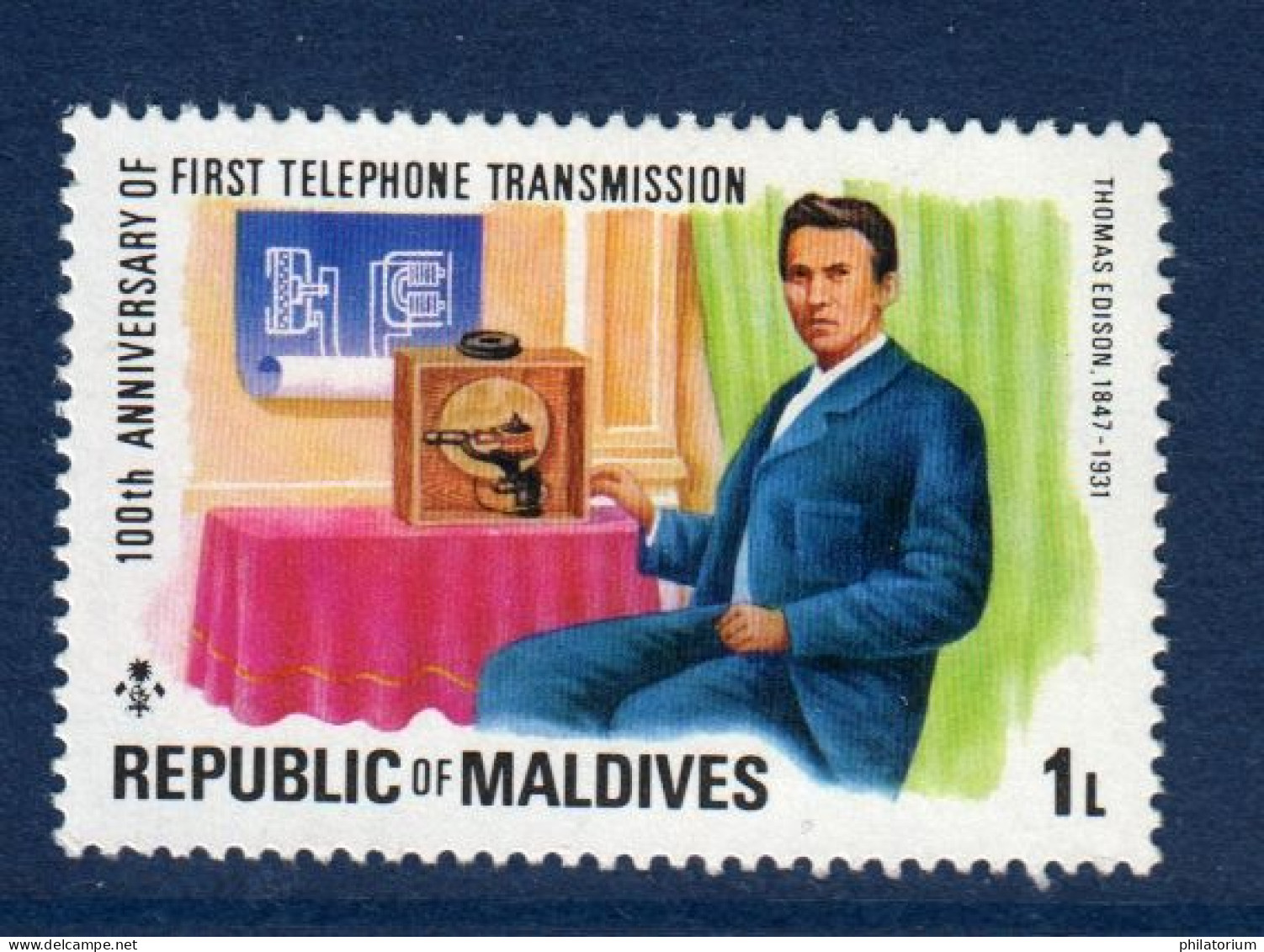 Maldives, **, Yv 600, Mi 651, SG 642, Thomas Alva Edison (1847-1931) , - Malediven (1965-...)