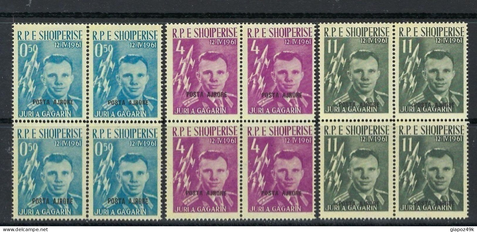 ● ALBANIA 1962 ֍ Wostock 1 ֍ J. Gagarin ● Soprastampati NERO ● P. A. N. A62B / 64B ** X 4 ● Cat. 1200 € ● Lotto N. 330 ● - Albanien