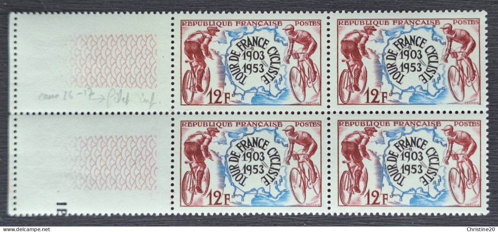 France 1953  N°955 Bloc De 4 BdF Avec Variétés **TB - Nuovi