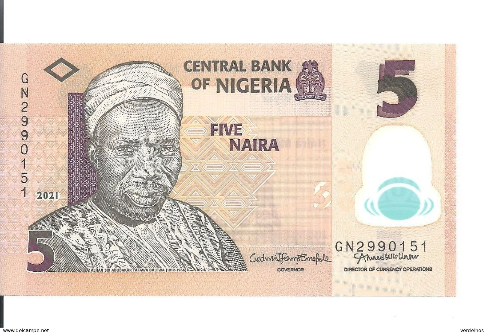 NIGERIA 5 NAIRA 2021 UNC P 38 L - Nigeria