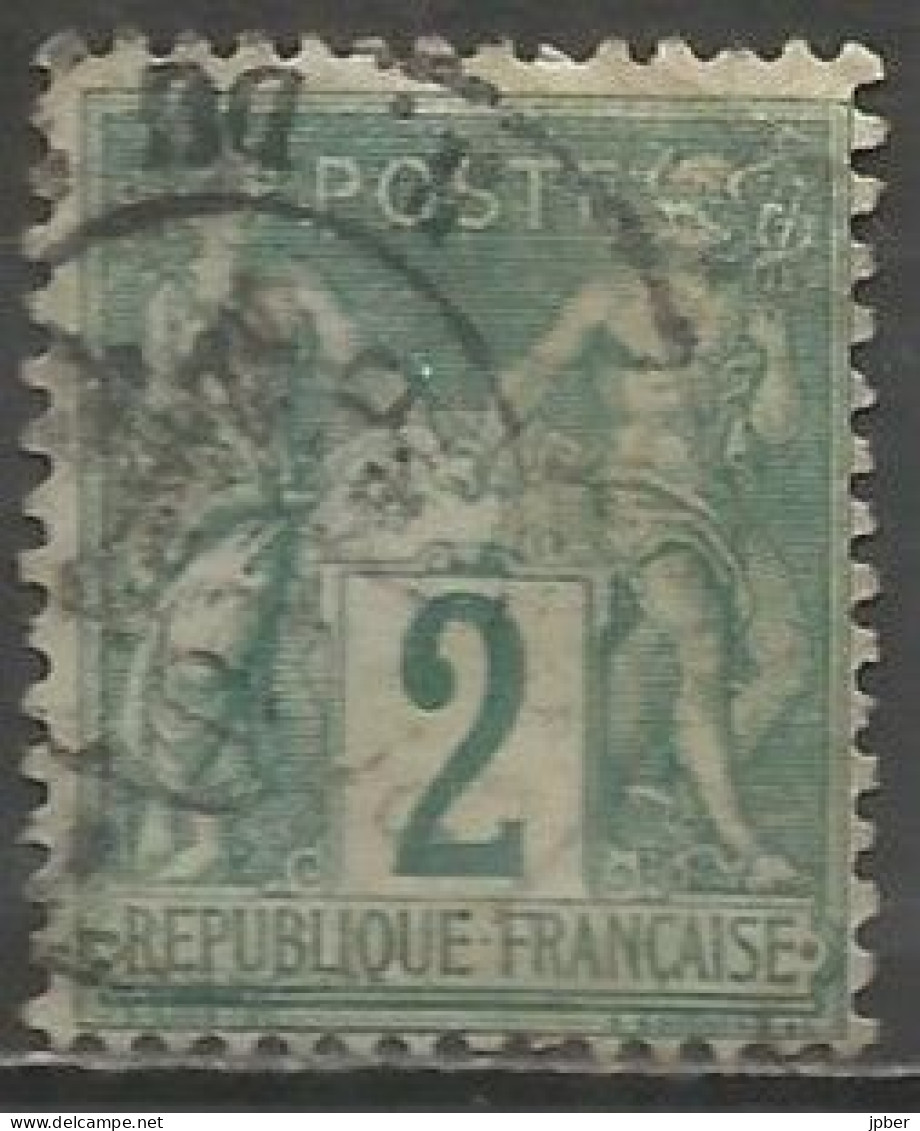 France - Type Sage - N°74 2 C. Vert Obl. - 1876-1898 Sage (Tipo II)