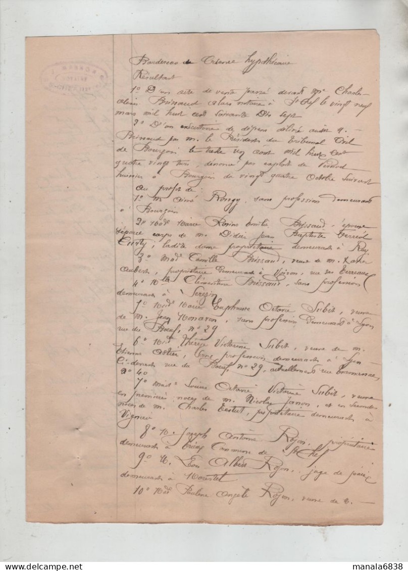 Créance Notaire Masson Saint Chef 1883 Rongy Bourgoin Brissaud Ruy Voiron Sérézin Subit Riondat Ritel - Zonder Classificatie