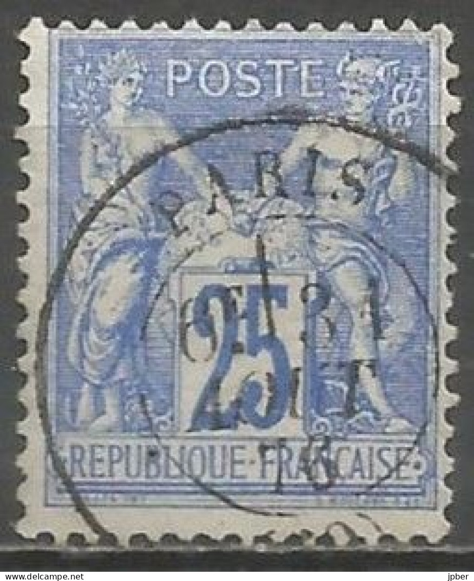 France - Type Sage - N°78 25 C. Outremer Obl. PARIS - 1876-1898 Sage (Type II)