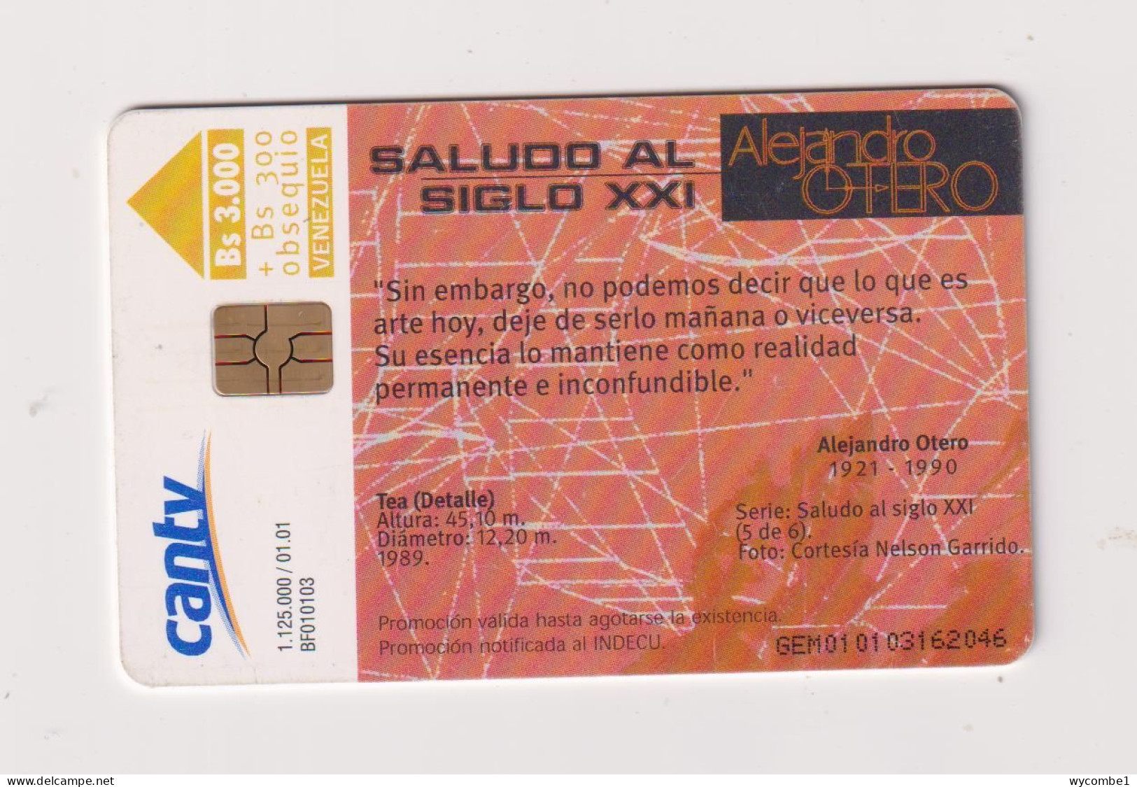 VENEZUELA  -  Sallido Al Siglo XXI Chip Phonecard - Venezuela