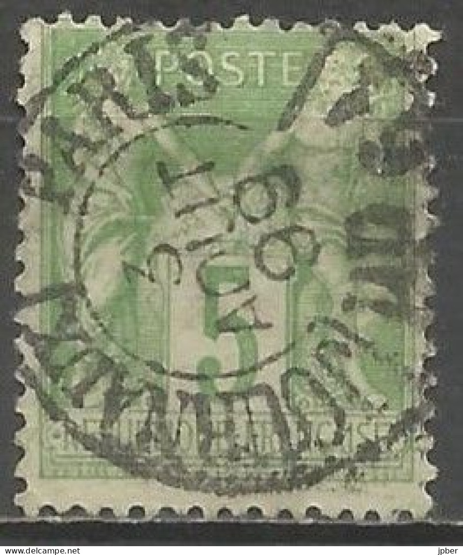 France - Type Sage - N°106 5 C. Vert-jaune - Obl. JOURNAUX PARIS Bureau 61 - 1876-1898 Sage (Tipo II)