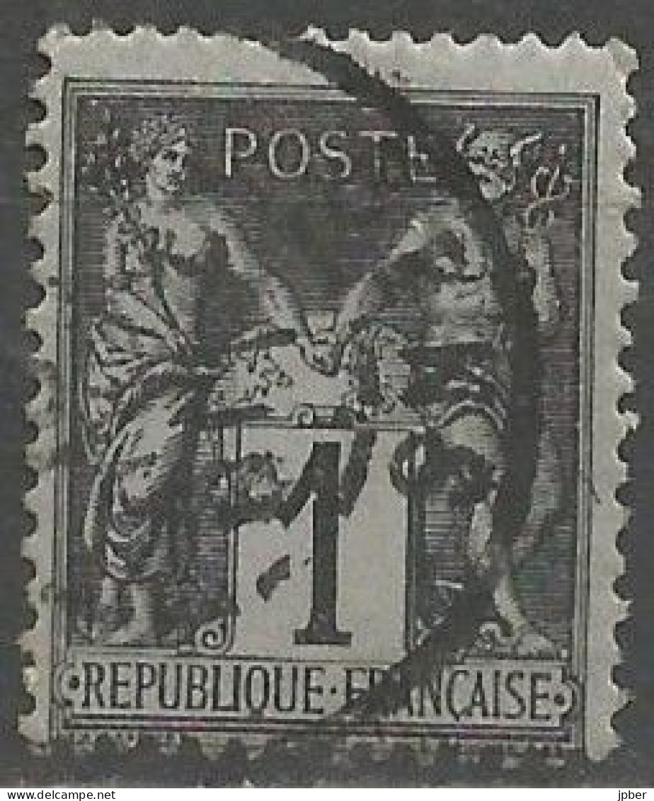 France - Type Sage - N°53 1c.noir Sur Azuré - Obl. SENS (Yonne) - 1876-1898 Sage (Tipo II)