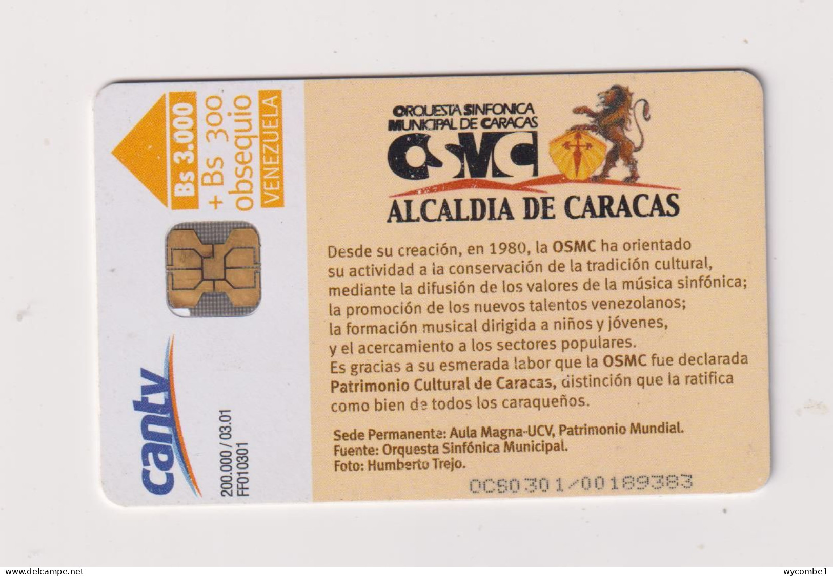 VENEZUELA  -  Orchestra Chip Phonecard - Venezuela