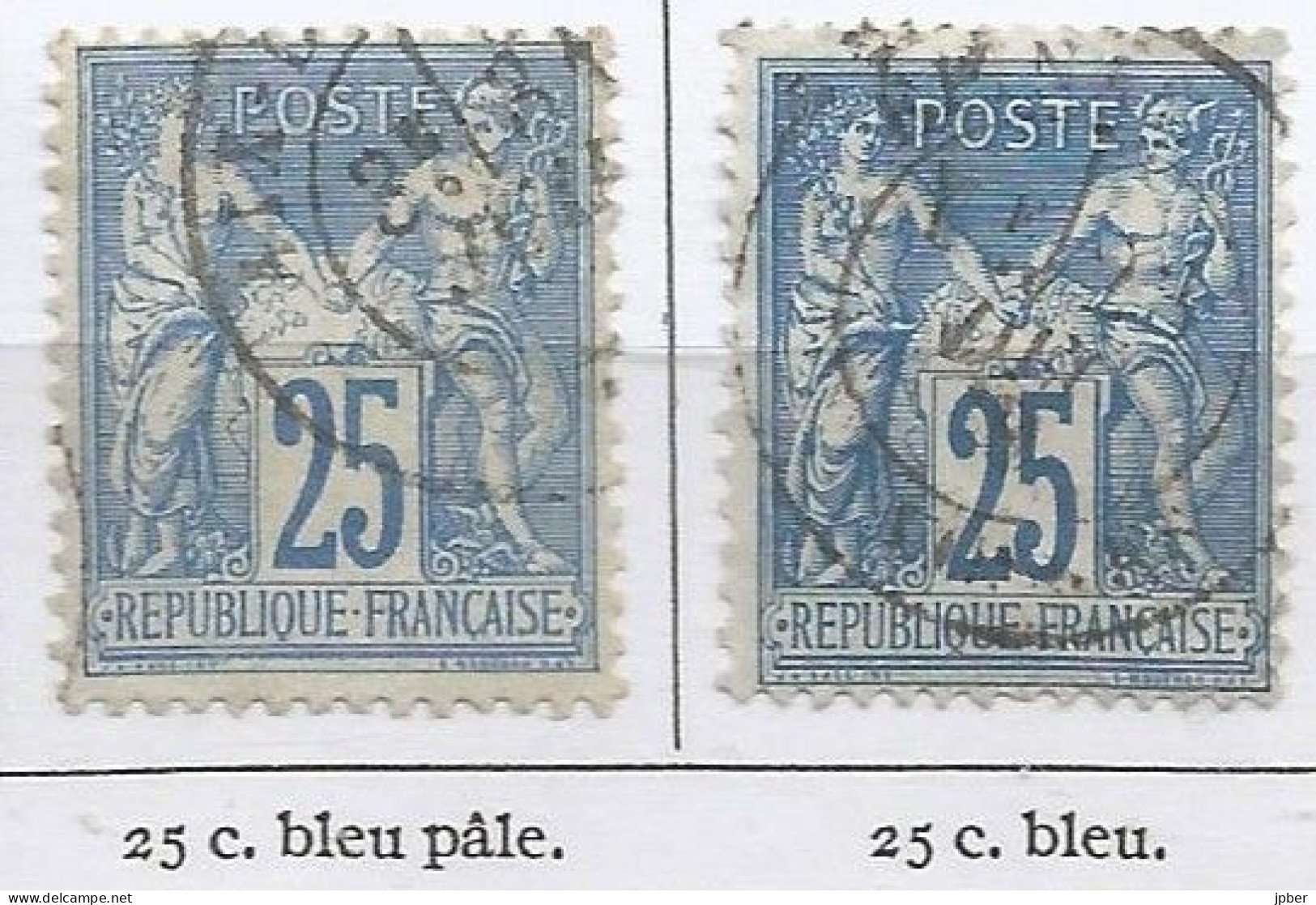 France - Type Sage - N°79 25c. Bleu Et Bleu-pâle - 1876-1898 Sage (Type II)