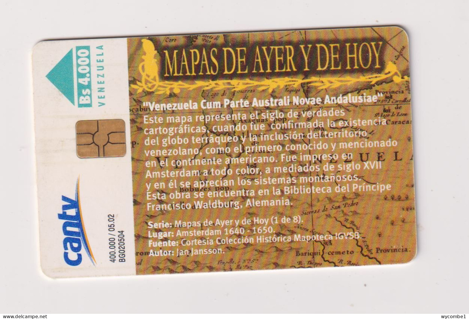 VENEZUELA  -  Ancient Map Chip Phonecard - Venezuela