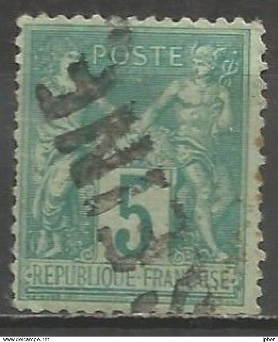 France - Type Sage - N°75 5 C. Vert - Obl. Jour De L'an SEINE - 1876-1898 Sage (Tipo II)