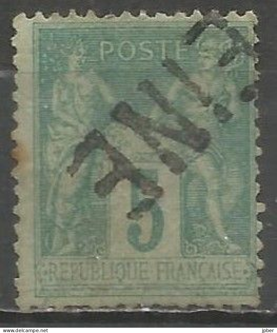 France - Type Sage - N°75 5 C. Vert - Obl. Jour De L'an SEINE - 1876-1898 Sage (Type II)