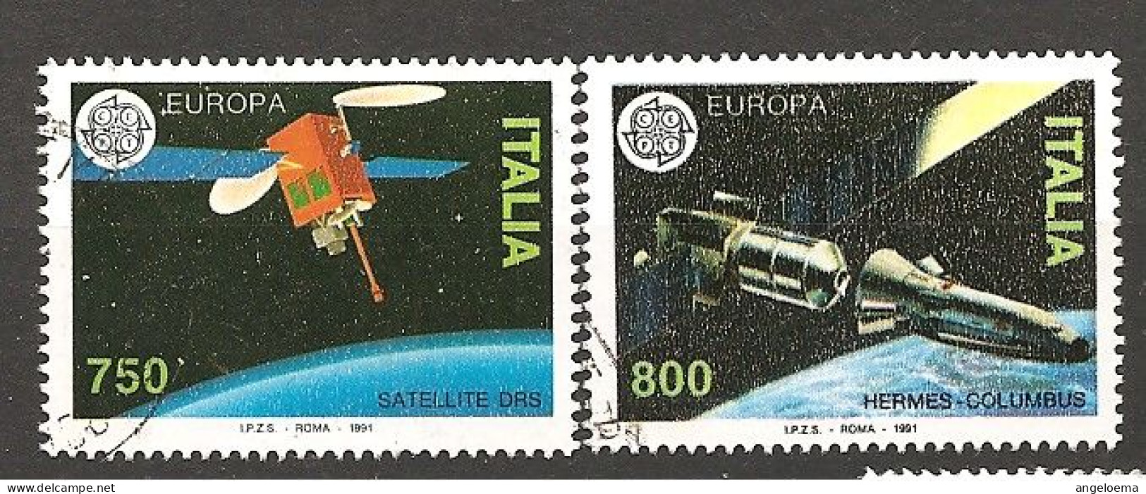 ITALIA ITALY - 1991 EUROPA: SPAZIO Satellite DRS E Hermes-Columbus 2v. Usato - 1991-00: Used