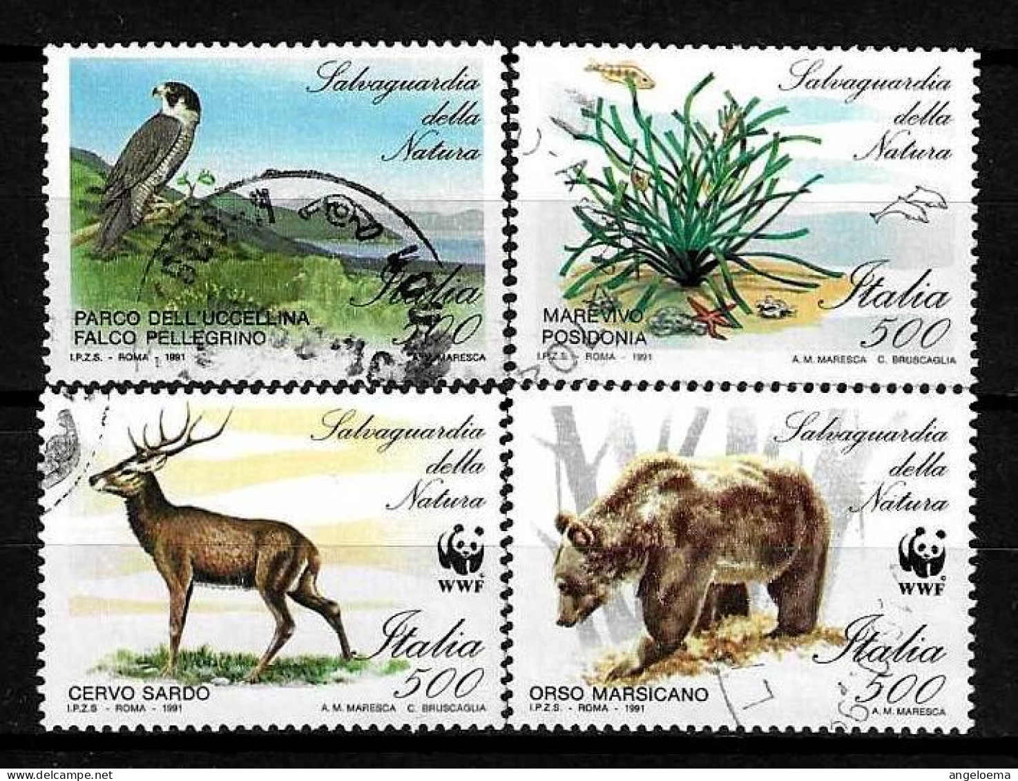 ITALIA ITALY - 1991 Salvaguardia Natura - WWF (Orso, Cervo, Falco, Marevivo) Serie Completa 4v. Usati - 1991-00: Used