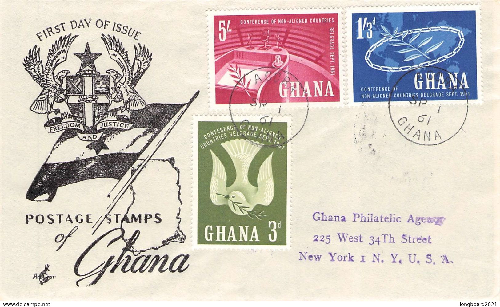 GHANA - FDC 1961 CONFERENCE OF NON-ALIGNED COUNTRIES / 6098 - Ghana (1957-...)