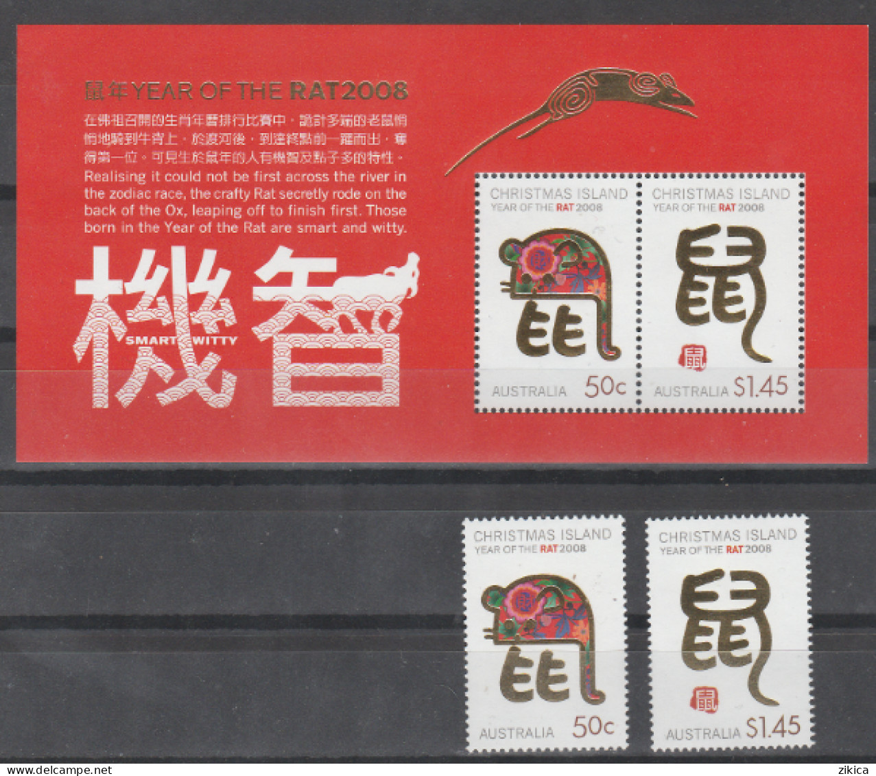 Christmas Island - 2008 Lunar New Year Of The Rat. Zodiac Astrology Celebrations.stamps And S/S. MNH.** - Christmas Island