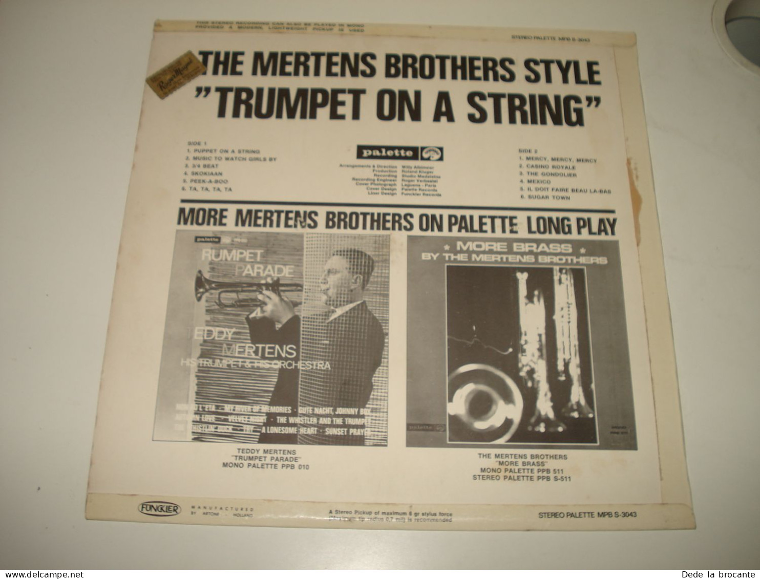 B14 / The Mertens Brothers Style – Trumpet On A String – MPB S-3043 - Neth  1967  NM/EX - Jazz