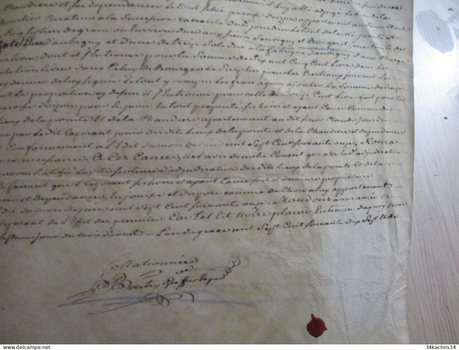 1777 Pièce Signée BOUTRY Avec Sceau Généralité De Bourges Aubigny Affaires De Rentes Après Adjudication à Lire - Manuscripten