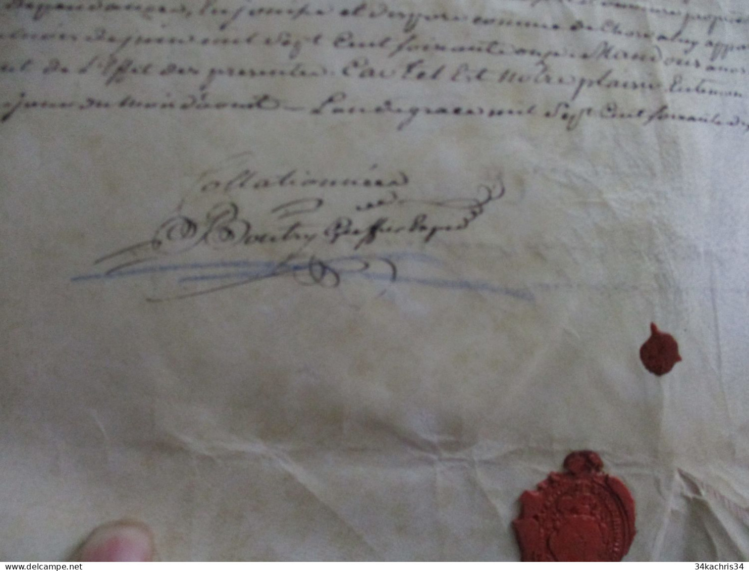 1777 pièce signée BOUTRY avec sceau généralité de Bourges Aubigny Affaires de rentes après adjudication à lire