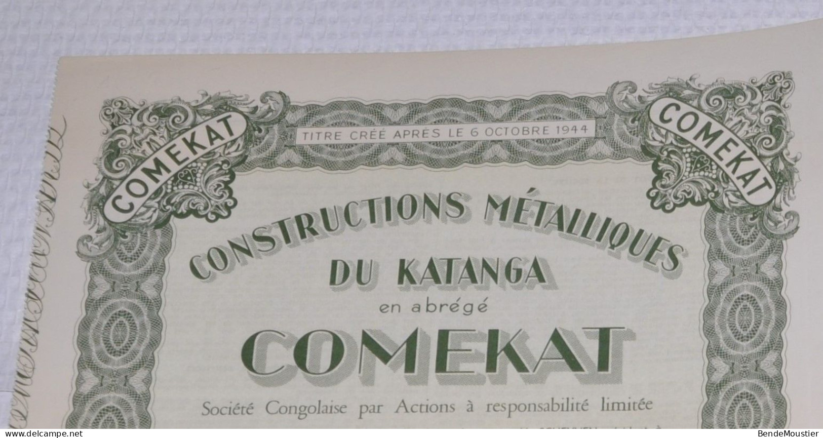 Constructions Métalliques Du Katanga " Comekat" - Action Sans Désignation De Valeur Nominale - Jadotville - Congo Belge - Afrika