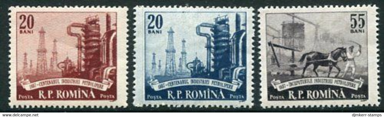 ROMANIA 1957 Centenary Of Oil Industry MNH / **.  Michel 1671-73 - Ungebraucht