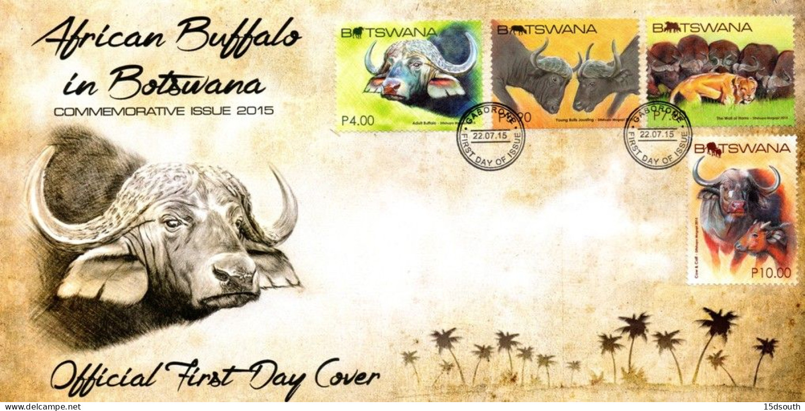 Botswana - 2015 Buffalo FDC - Game