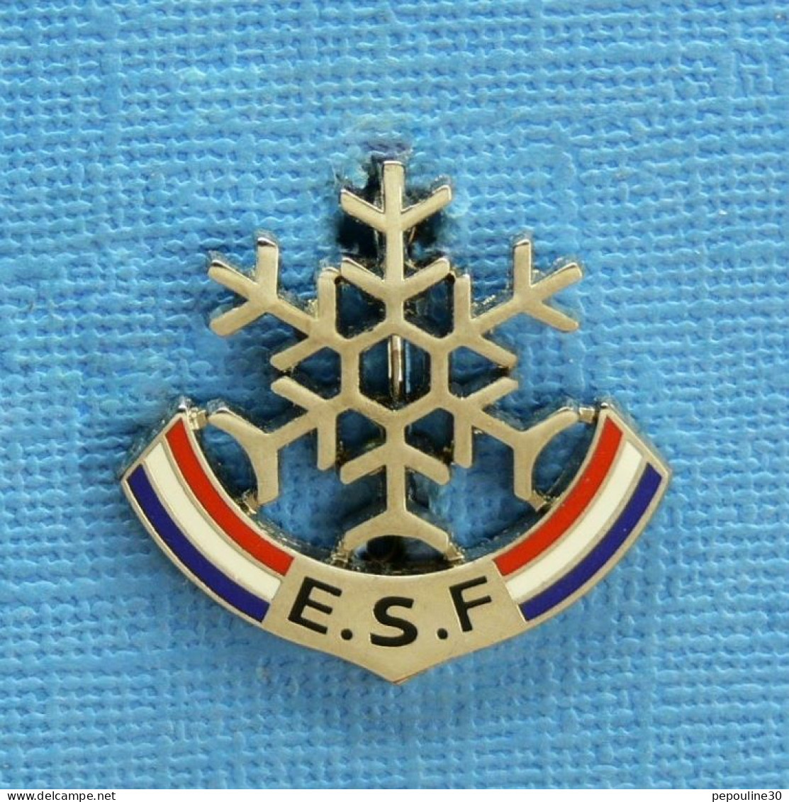 1 BROCHE /  ** E.S.F. / ÉCOLE DE SKI FRANÇAIS UN FLOCON ** . (Decat) - Sport Invernali