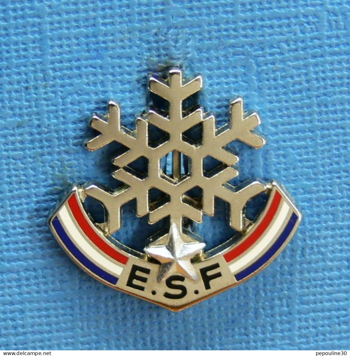 1 BROCHE /  ** E.S.F. / ÉCOLE DE SKI FRANÇAIS UN FLOCON ET 1 ÉTOILE ** . (Jupiter). - Wintersport