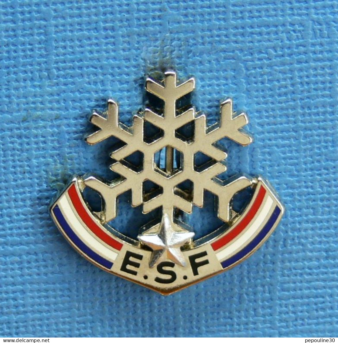 1 BROCHE /  ** E.S.F. / ÉCOLE DE SKI FRANÇAIS UN FLOCON ET 1 ÉTOILE ** . (Jupiter). - Winter Sports