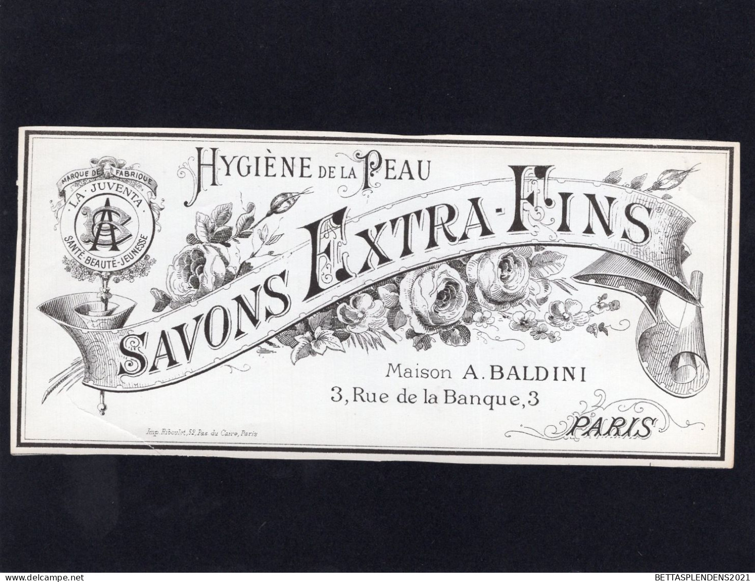 Etiquette Savon - Hygiène De La Peau - SAVONS EXTRA FINS - Maison A. BALDINI  PARIS - Etiquetas